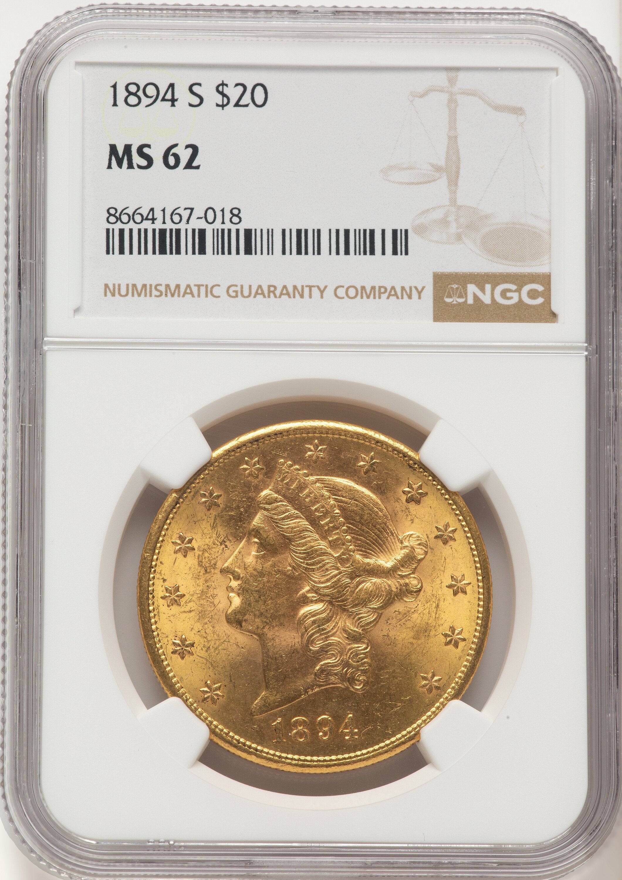 1894-S $20 Liberty Double Eagle NGC MS62