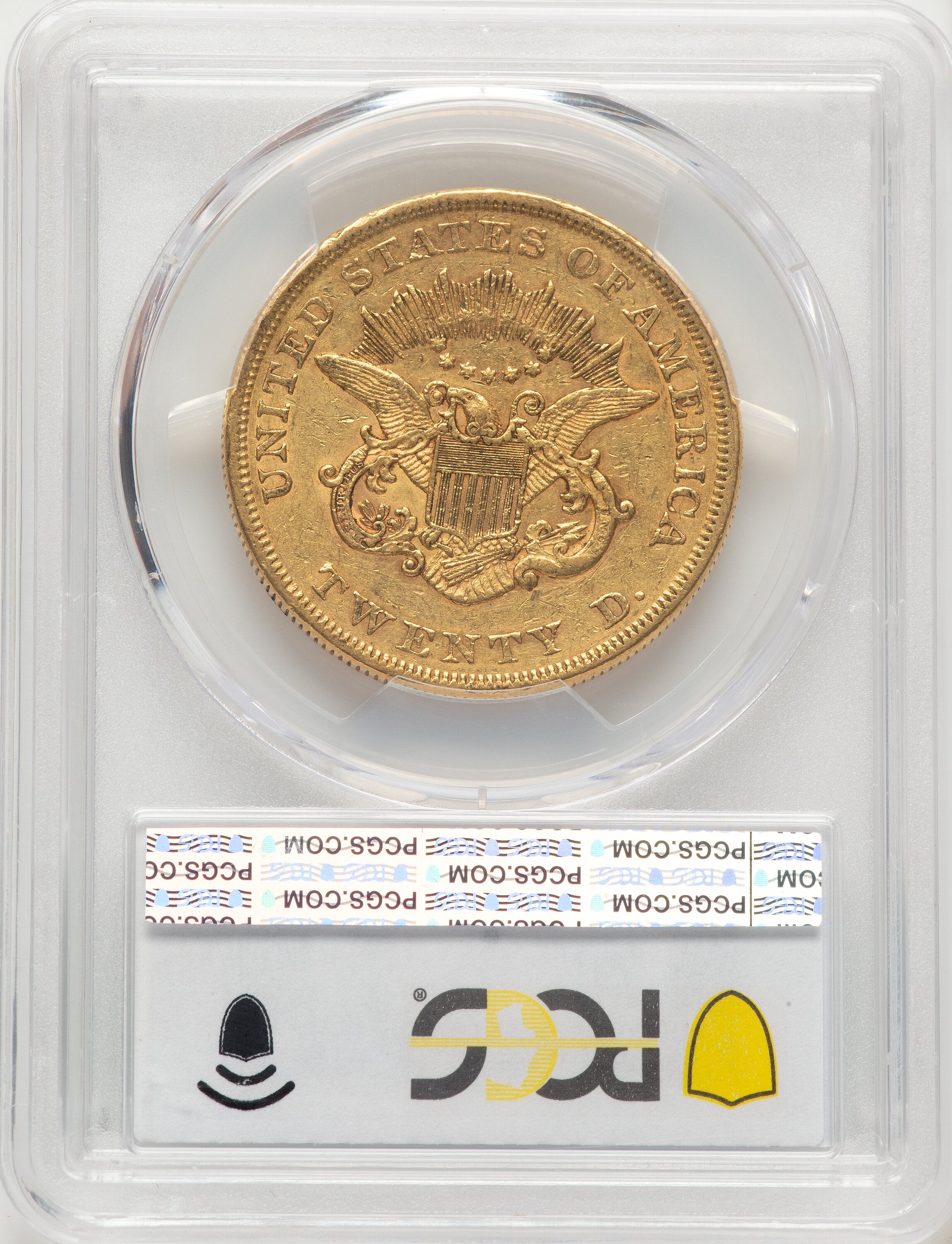 1858 $20 Blue Gradient Liberty Double Eagle PCGS AU53 | LCR Coin