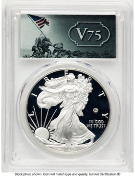 2020-W Proof Silver Eagle V75 Privy 1 oz V75 Label PCGS PR70