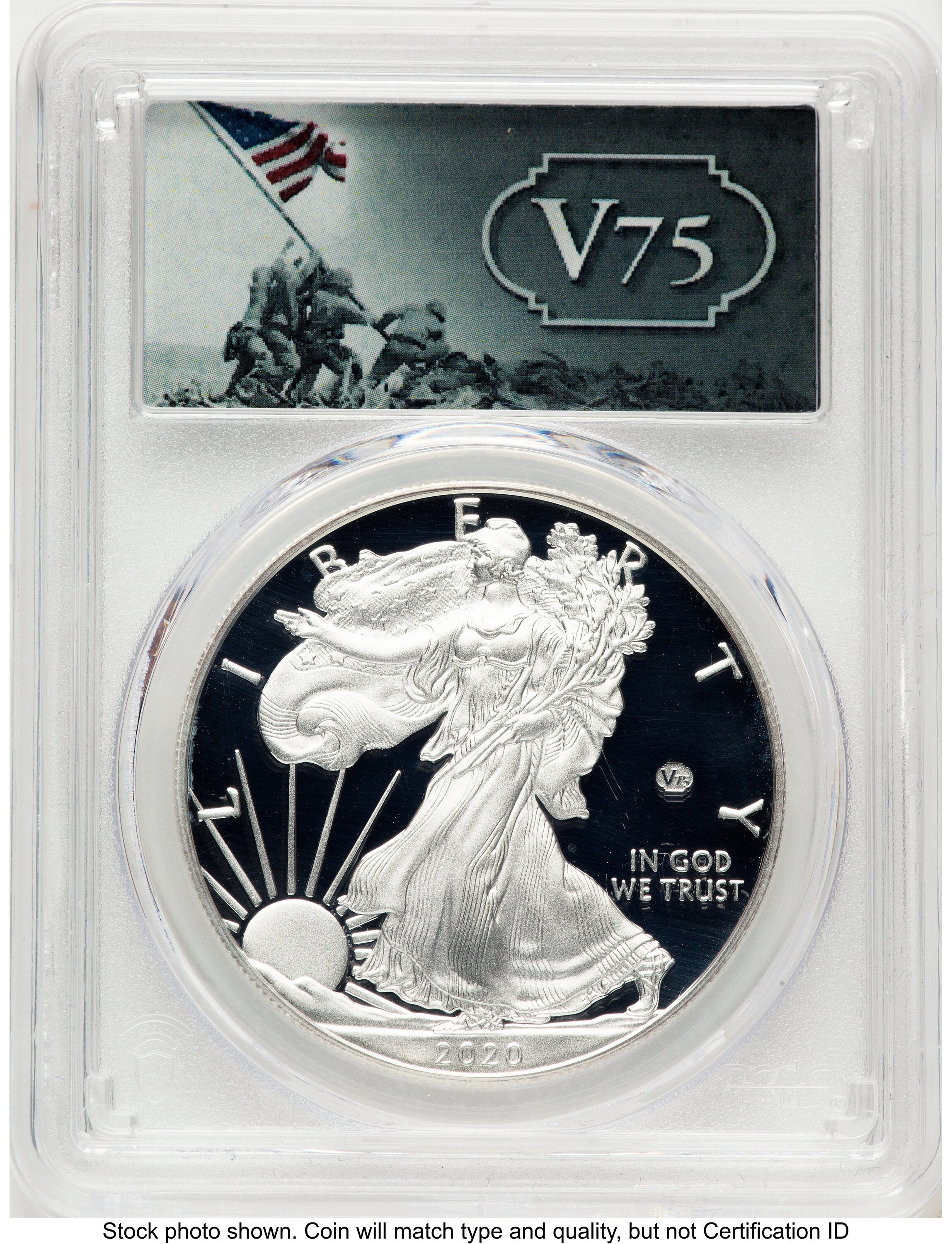 2020-W Proof Silver Eagle V75 Privy 1 oz V75 Label PCGS PR70