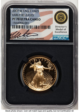 2007-W Proof Gold Eagle 1/2 oz ER Miles Standish NGC PF70