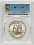 1945 50C Walking Liberty Half Dollar PCGS MS67