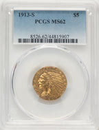 1913-S $5 Blue Gradient Indian Half Eagle PCGS MS62