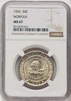 1936 50C Norfolk Commemorative Silver NGC MS67