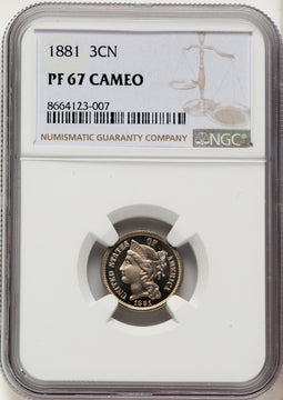 1881 3CN CA Proof Three Cent Nickel NGC PR67
