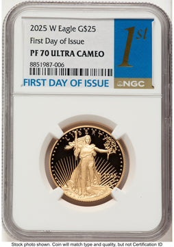 2025-W Proof Gold Eagle 1/2 oz FDI 1ST NGC PF70