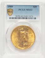 1909 $20 Saint-Gaudens Double Eagle PCGS MS62