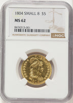 1804 $5 Small 8 Early Half Eagle NGC MS62