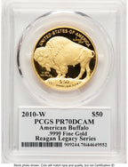 2010-W Proof Gold Buffalo 1 oz Reagan Legacy Series Michael Reagan Picture PCGS PR70