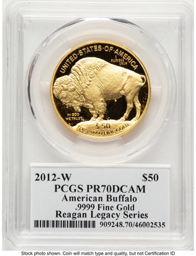 2012-W Proof Gold Buffalo 1 oz Reagan Legacy Series Michael Reagan Picture PCGS PR70