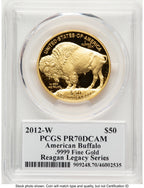 2012-W Proof Gold Buffalo 1 oz Reagan Legacy Series Michael Reagan Picture PCGS PR70