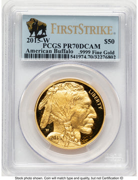 2015-W Proof Gold Buffalo 1 oz FS Bison Label PCGS PR70