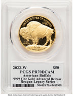 2022-W Proof Gold Buffalo 1 oz AR Reagan Legacy Series Michael Reagan Picture PCGS PR70