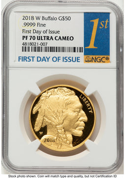 2018-W Proof Gold Buffalo 1 oz FDI 1ST NGC PF70