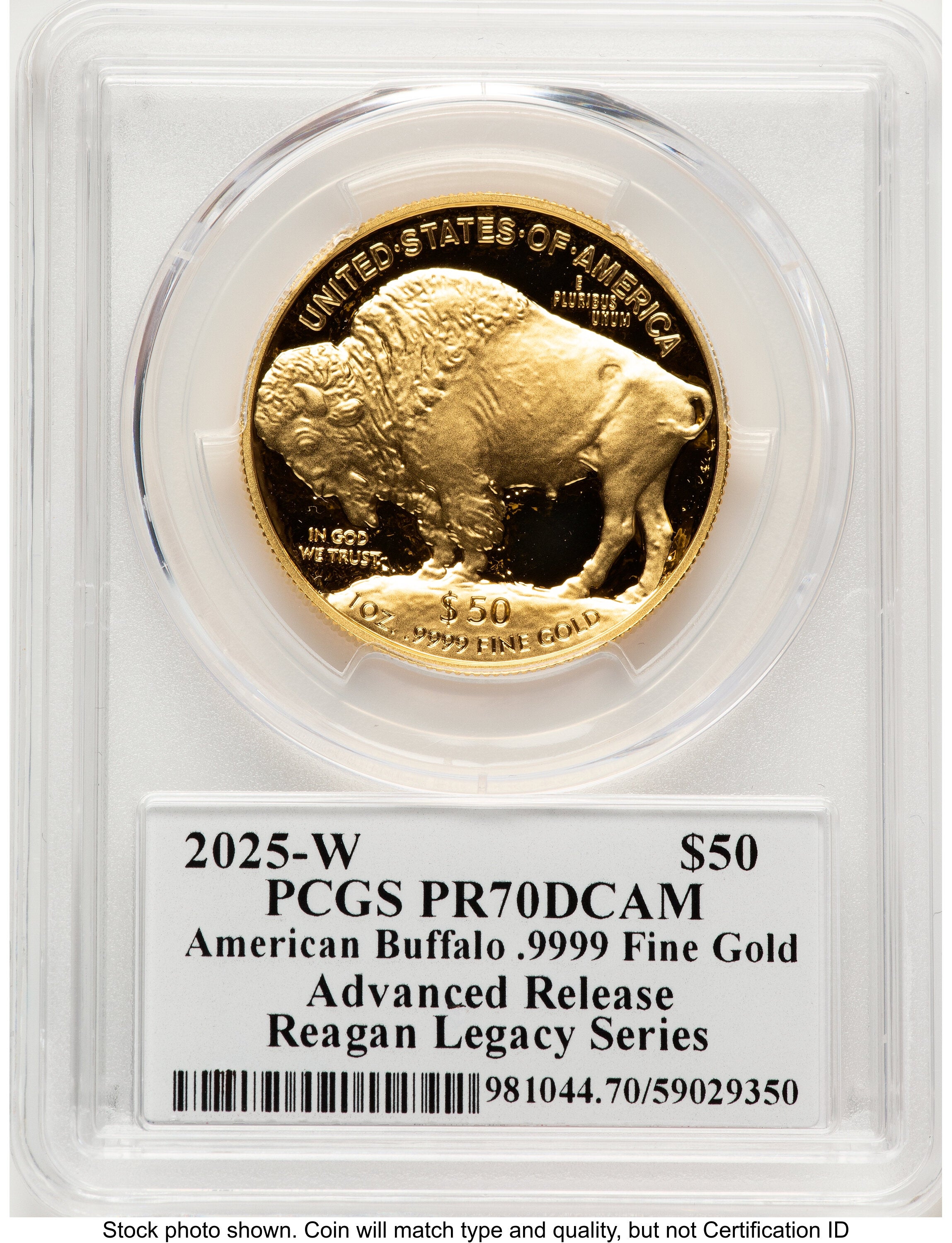 2025-W Proof Gold Buffalo 1 oz AR Reagan Legacy Series Michael Reagan Picture PCGS PR70