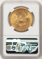 1857-S $20 Liberty Double Eagle NGC AU58