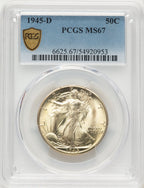 1945-D 50C Walking Liberty Half Dollar PCGS MS67