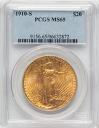 1910-S $20 Blue Label Saint-Gaudens Double Eagle PCGS MS65