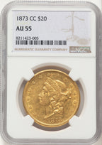 1873-CC $20 Liberty Double Eagle NGC AU55