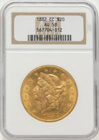 1882-CC $20 Liberty Double Eagle NGC AU58