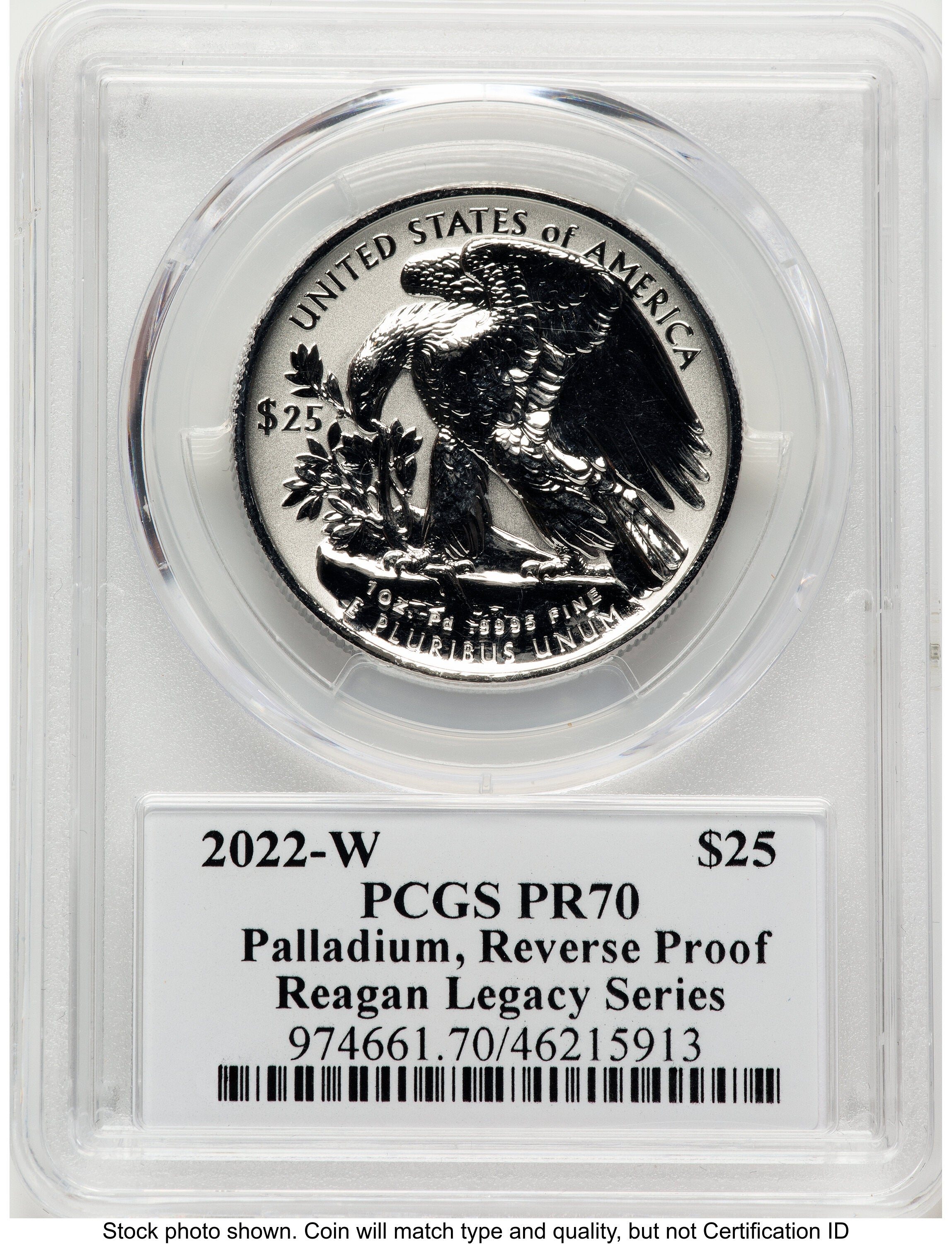 2022-W Palladium Eagle 1 oz REV Reagan Legacy Series Michael Reagan PCGS PR70