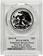 2019-W Palladium Eagle 1 oz REV FDI Reagan Legacy Series Michael Reagan PCGS PR70