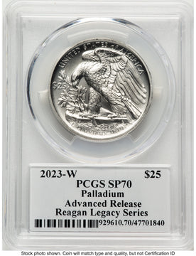 2023-W Palladium Eagle 1 oz Burnished AR Reagan Legacy Series Michael Reagan Picture PCGS MS70