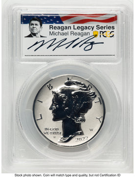 2022-W Palladium Eagle 1 oz REV FDI Reagan Legacy Series Michael Reagan Picture PCGS PR70