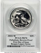 2022-W Palladium Eagle 1 oz REV FDI Reagan Legacy Series Michael Reagan Picture PCGS PR70
