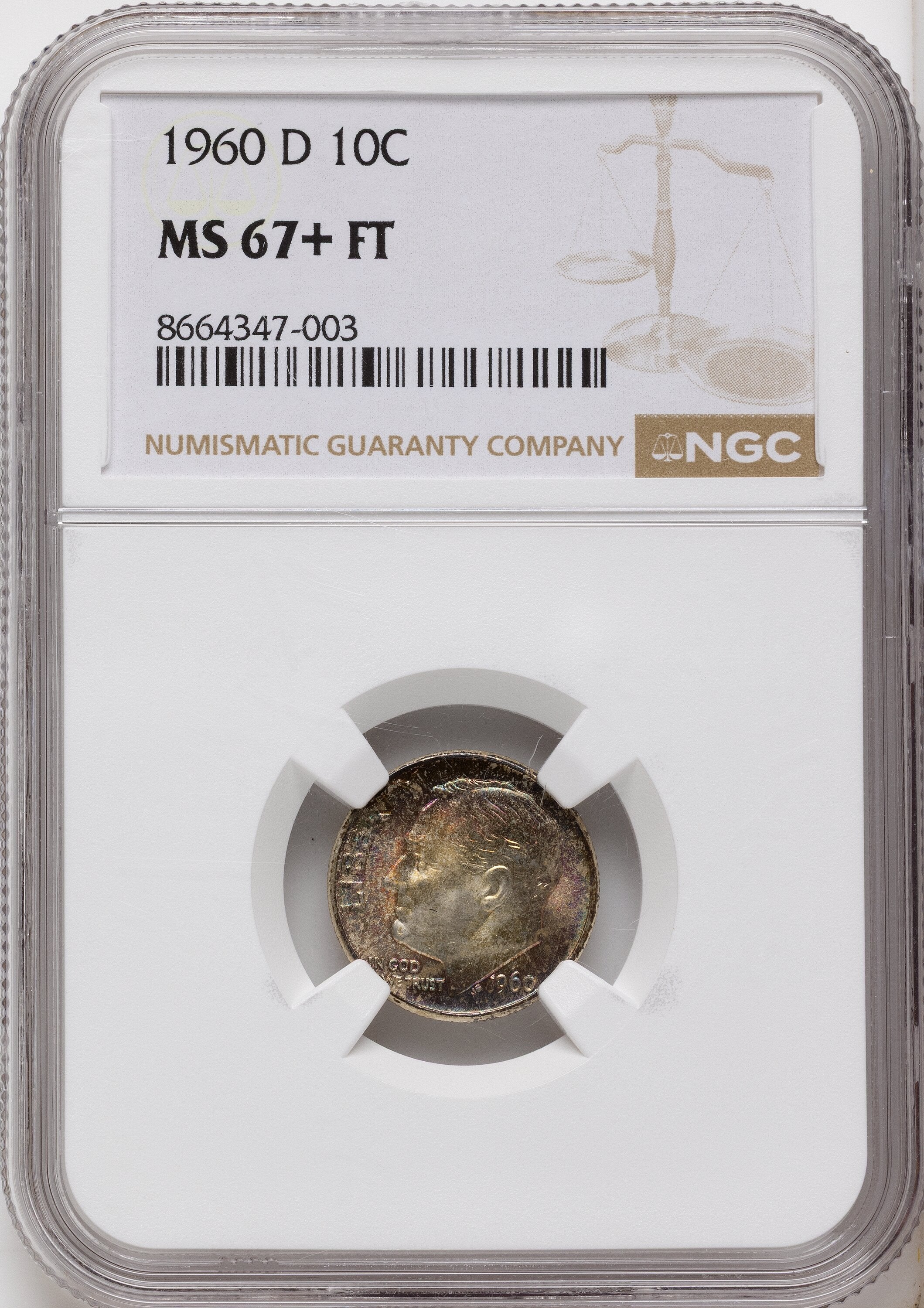 1960-D 10C FB Roosevelt Dime NGC MS67+