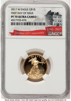 2017-W Proof Gold Eagle 1/4 oz FDI 225th Anniversary Label NGC PF70