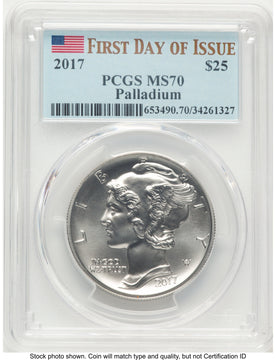 2017 Palladium Eagle 1 oz FDI Flag PCGS MS70