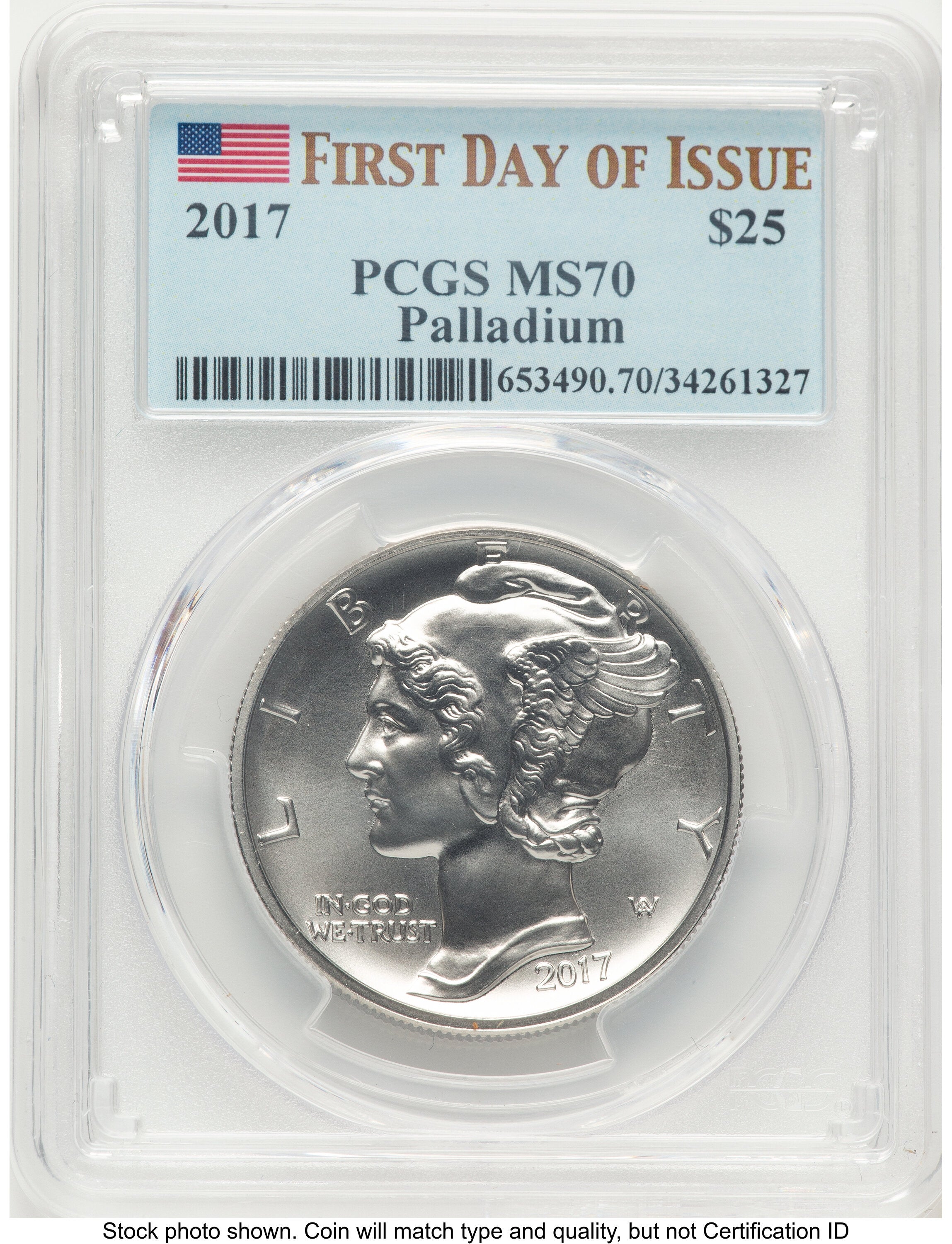 2017 Palladium Eagle 1 oz FDI Flag PCGS MS70