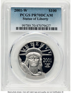 2001-W Proof Platinum Eagle 1 oz Blue Gradient PCGS PR70
