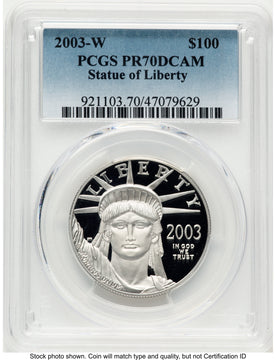 2003-W Proof Platinum Eagle 1 oz Blue Gradient PCGS PR70