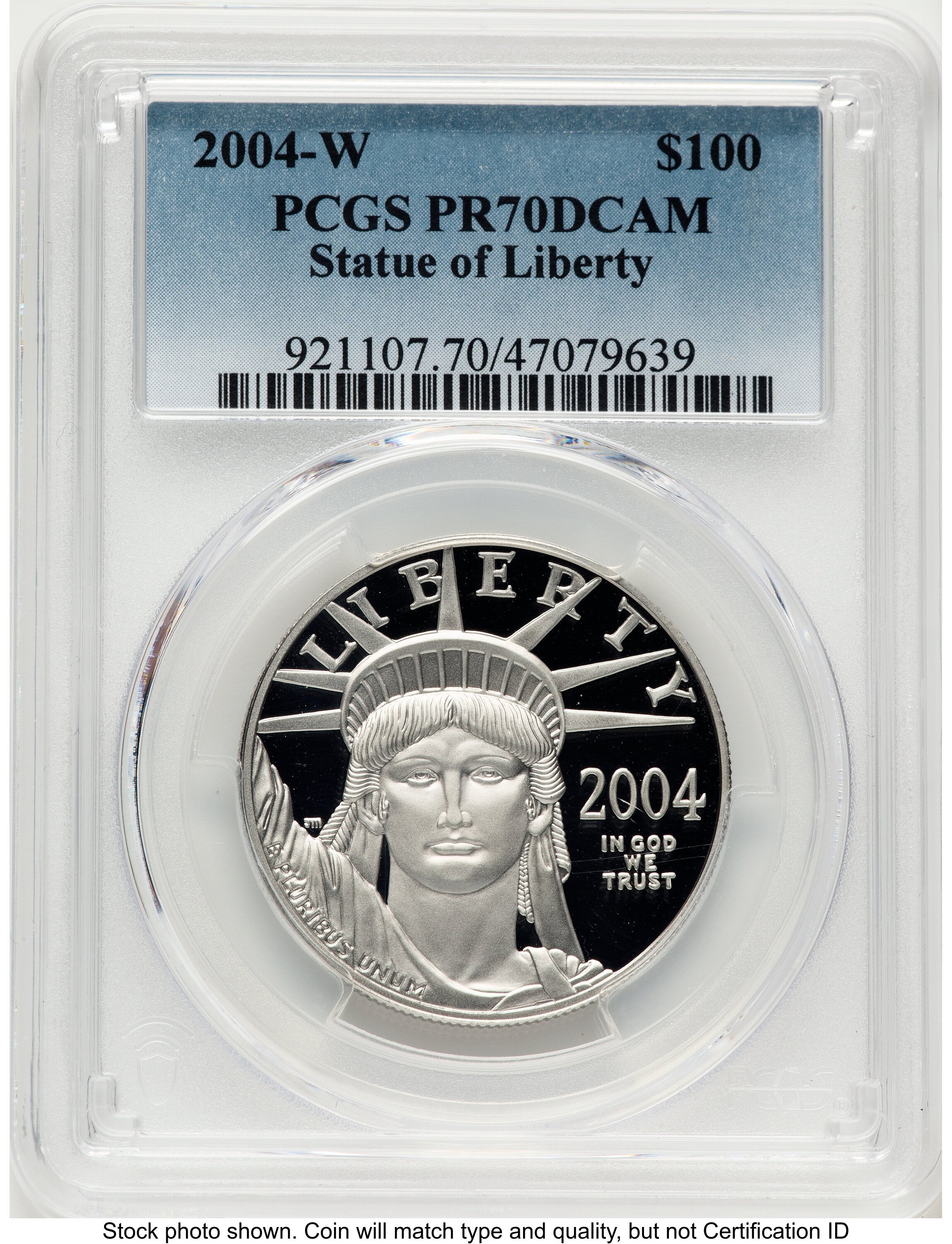 2004-W Proof Platinum Eagle 1 oz Blue Gradient PCGS PR70