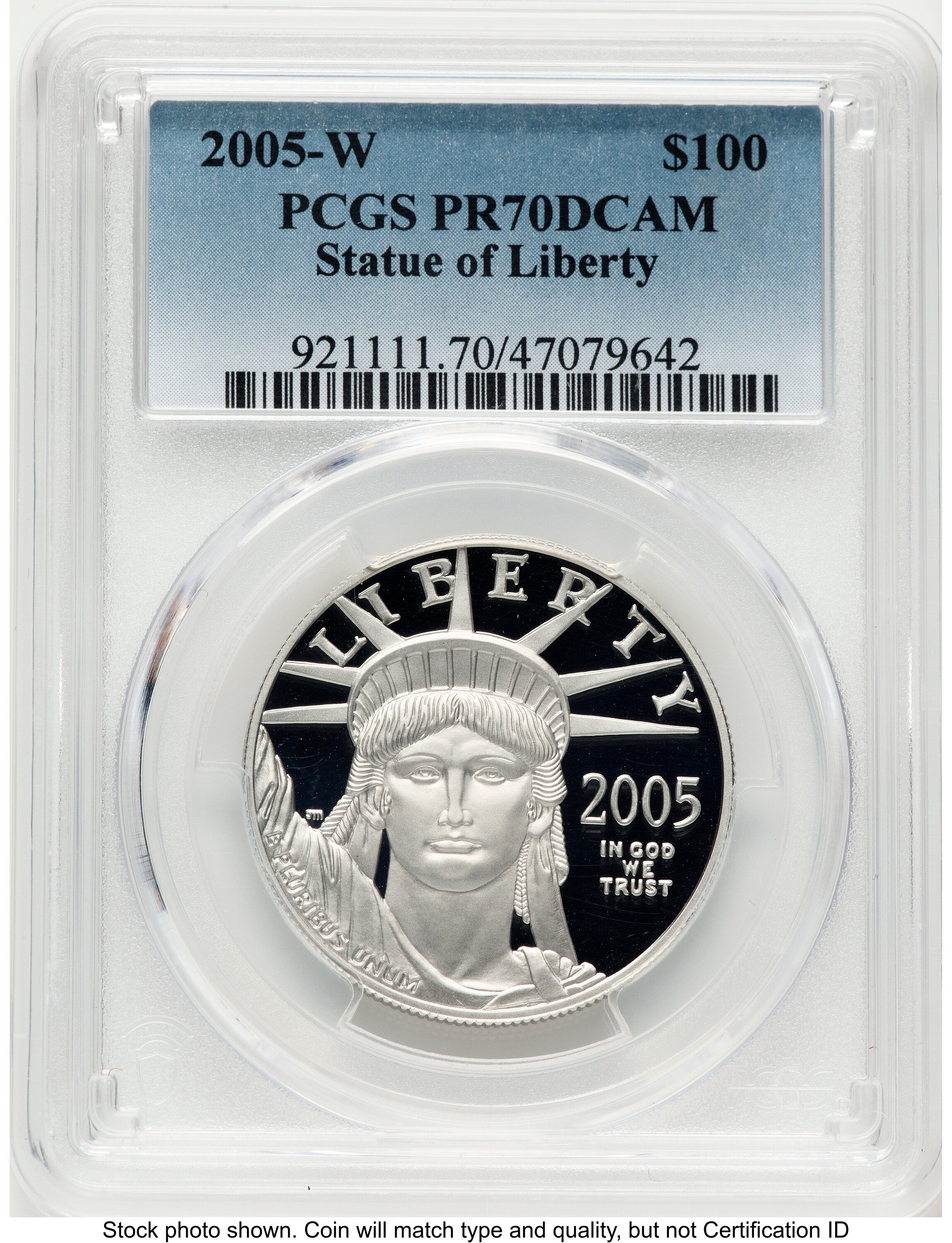 2005-W Proof Platinum Eagle 1 oz Blue Gradient PCGS PR70
