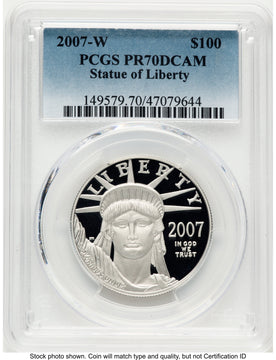 2007-W Proof Platinum Eagle 1 oz Blue Gradient PCGS PR70