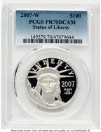 2007-W Proof Platinum Eagle 1 oz Blue Gradient PCGS PR70