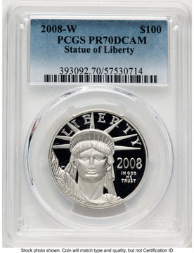 2008-W Proof Platinum Eagle 1 oz Blue Gradient PCGS PR70