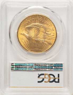 1908 $20 NO MOTTO Blue Gradient Saint-Gaudens Double Eagle PCGS MS65