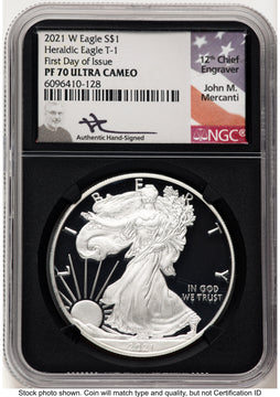 2021-W TY1 Proof Silver Eagle 1 oz FDI John NGC PF70 Mercanti