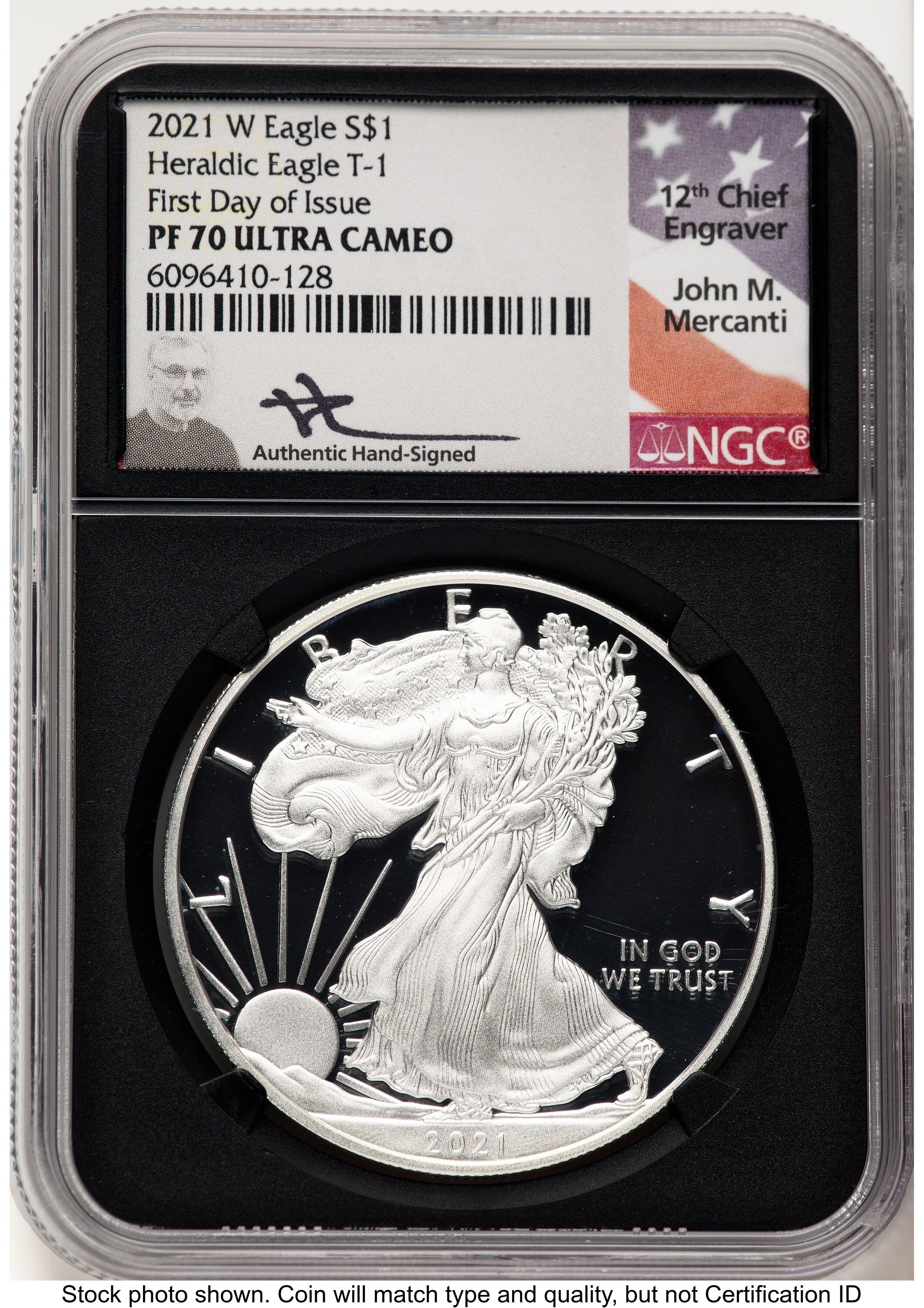 2021-W TY1 Proof Silver Eagle 1 oz FDI John NGC PF70 Mercanti