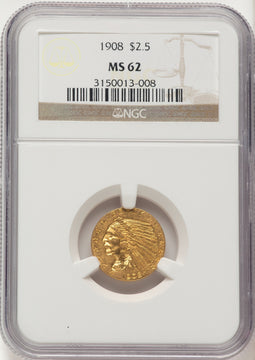 1908 $2.50 Indian Quarter Eagle NGC MS62