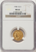 1908 $2.50 Indian Quarter Eagle NGC MS62