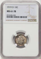 1919-D 10C FB Mercury Dime NGC MS61