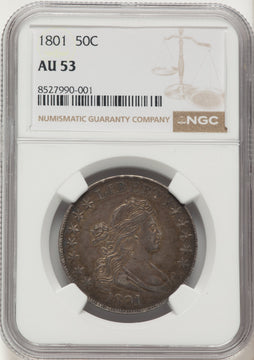 1801 50C Early Half Dollar NGC AU53