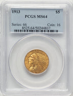 1913 $5 Indian Half Eagle PCGS MS64