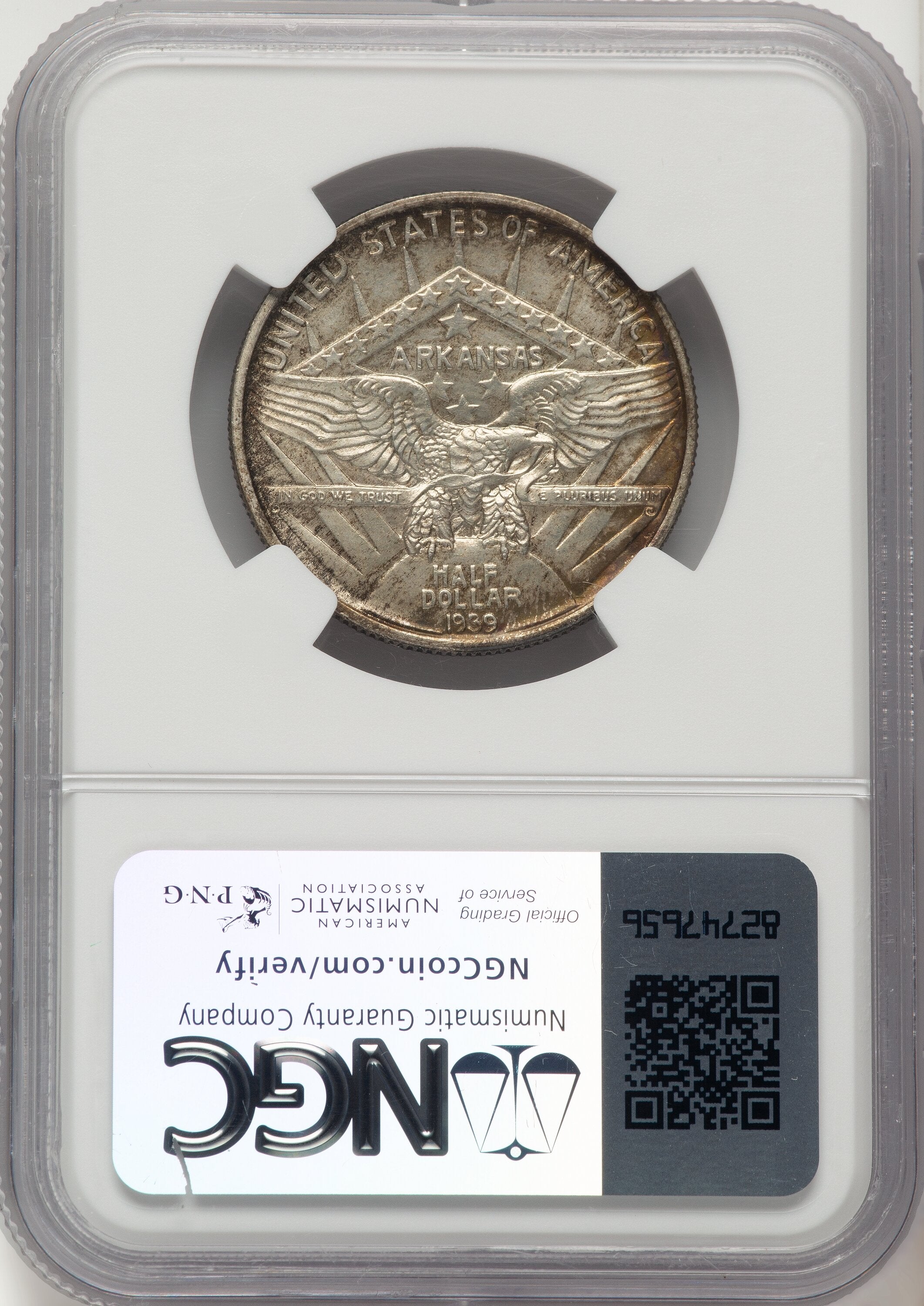 1939 50C Arkansas Commemorative Silver NGC MS67