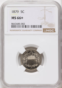 1879 5C Shield Nickel NGC MS66+